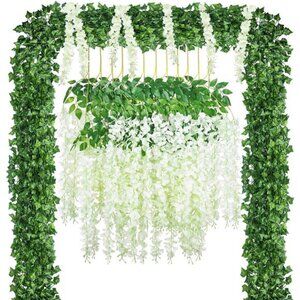 24Pack/Each 82" Artificial Ivy Garland Vine with 12Pack 45" Artificial Wisteria